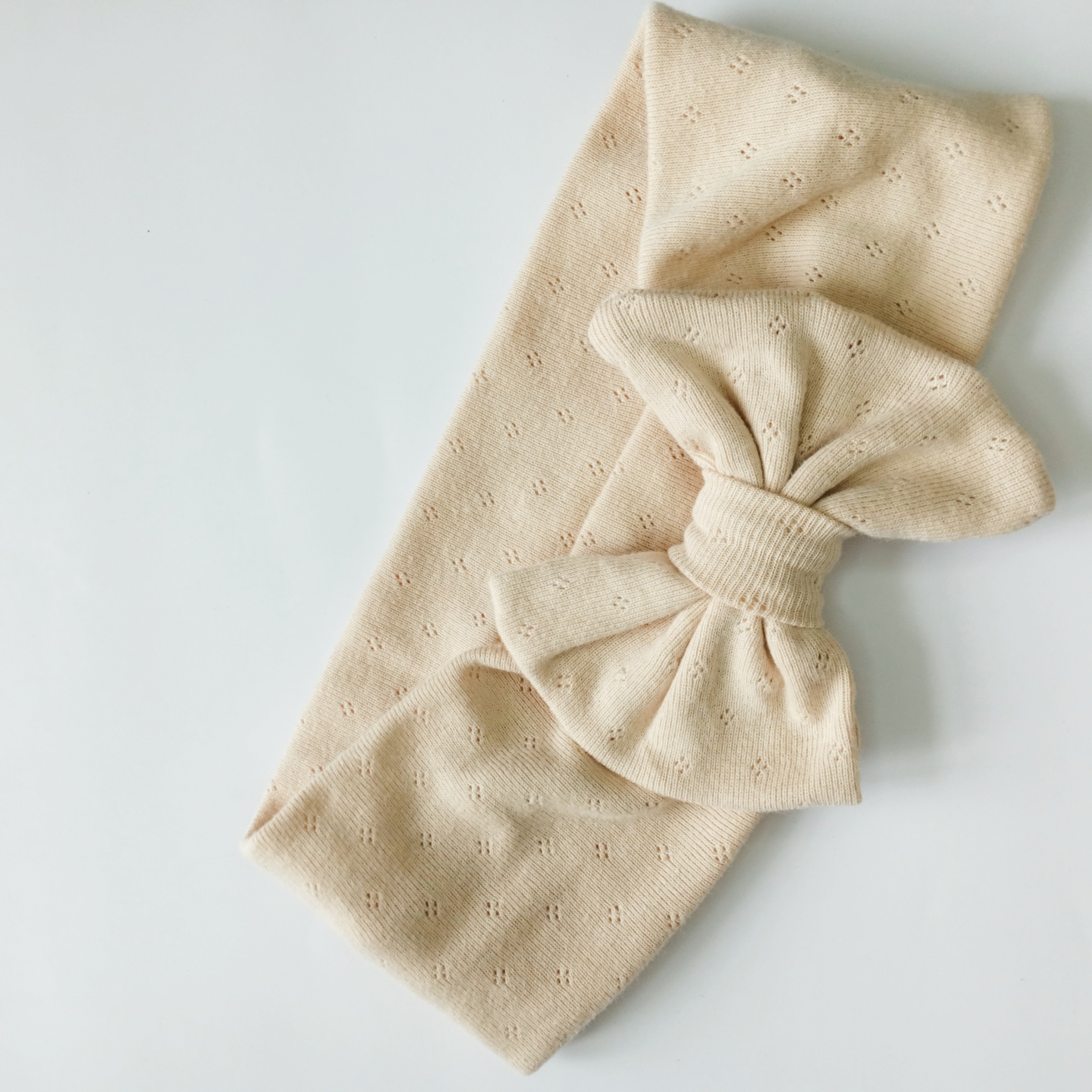 Fascia con Fiocco in Cotone Pointille Morbida 