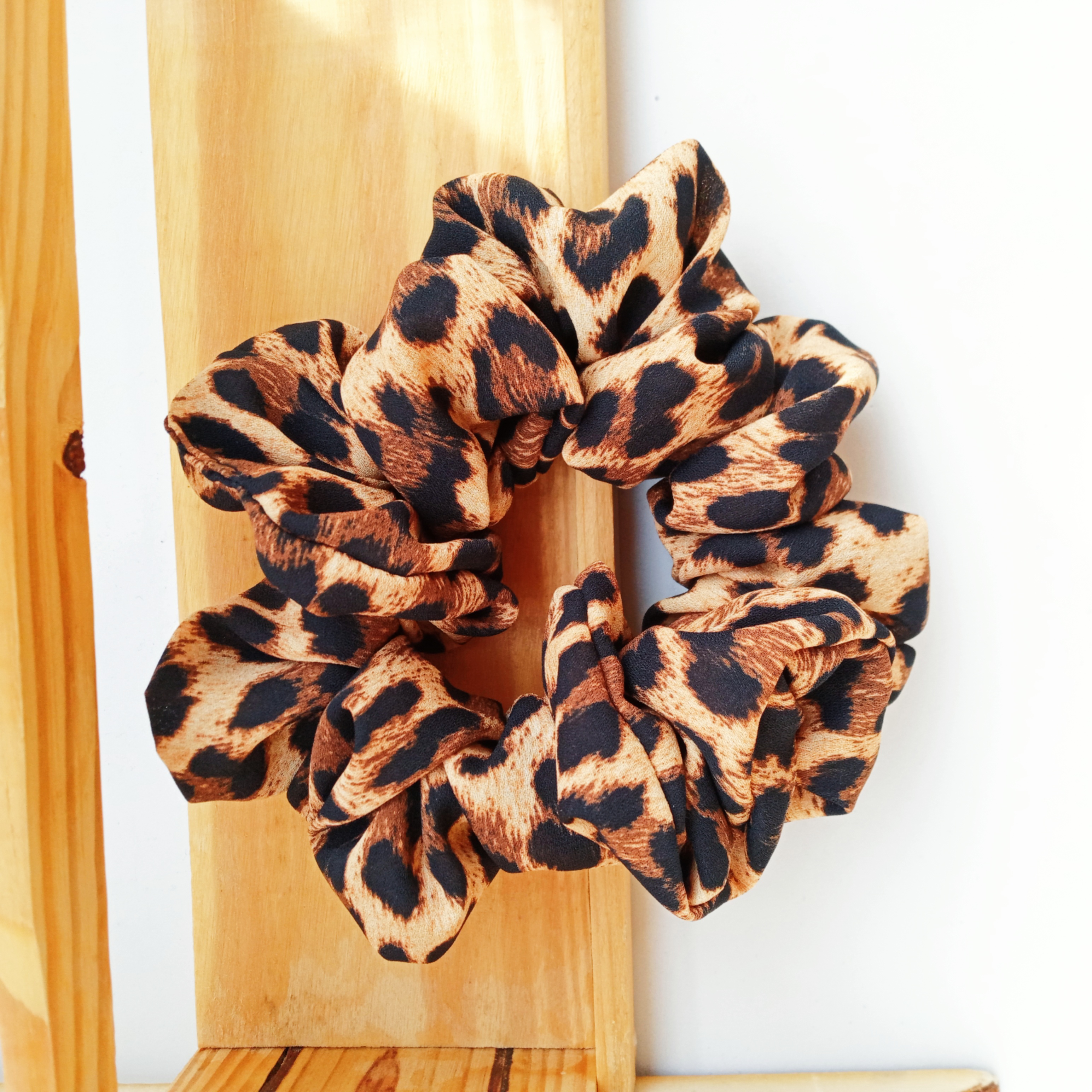 Elastico per Capelli Leopardato Marrone Maculato Fatto a Mano