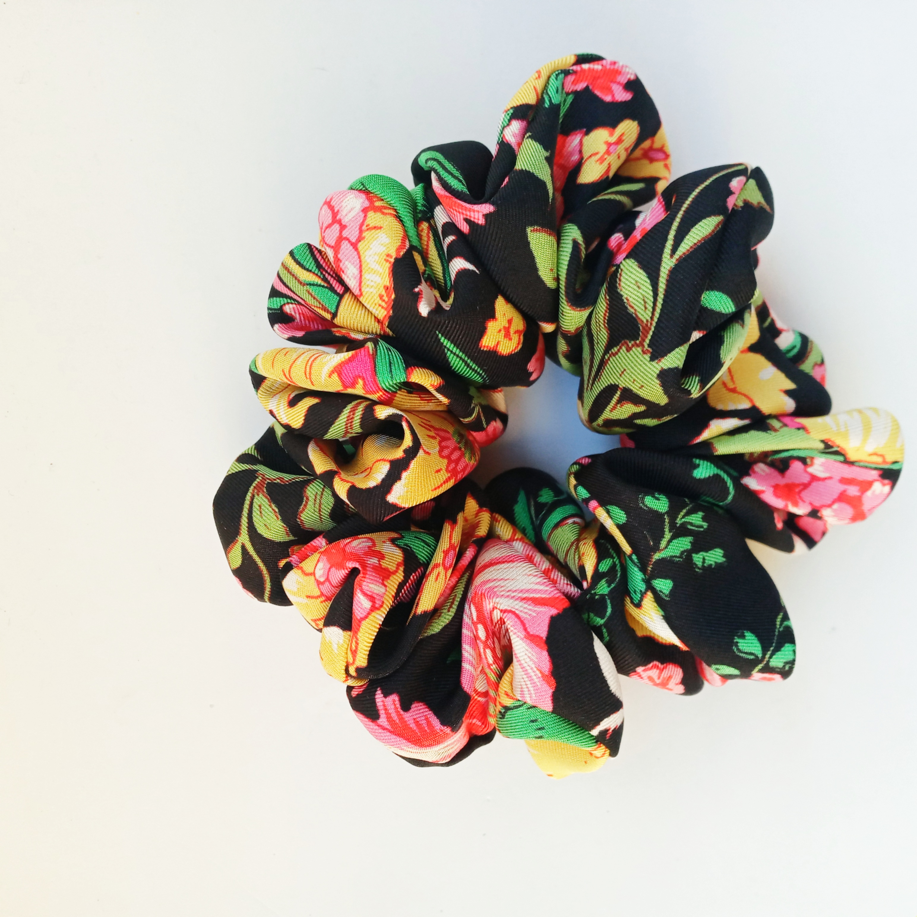 Elastico per Capelli floreale Fatto a Mano scrunchies in Seta
